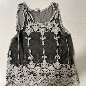 You Are Not Alone Vintage Mesh Lace Top Y2K Sz M Paper Label Embroidery